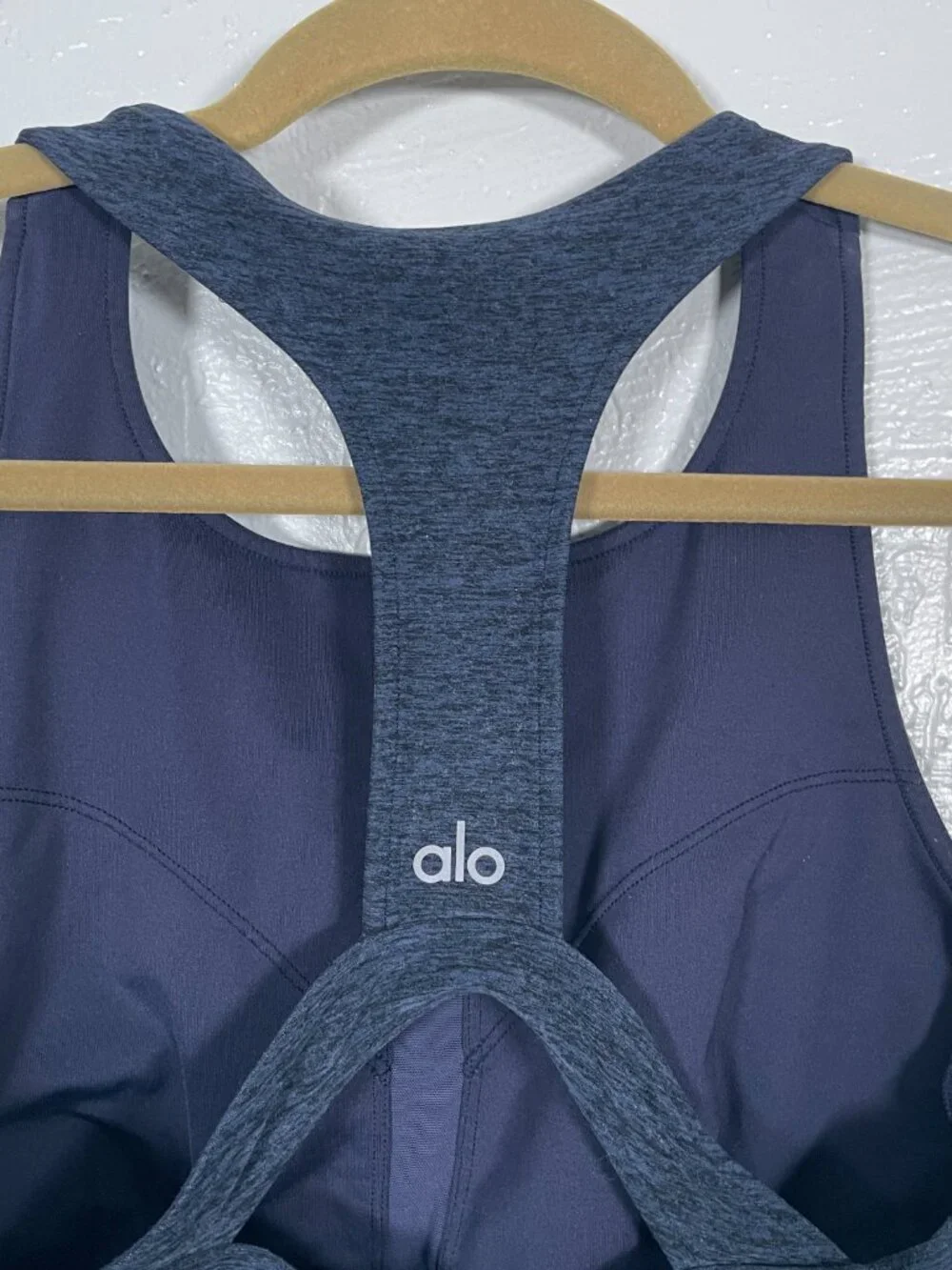 ALO Yoga Women M Navy Blue Space Dyed Alosoft Serenity Sports Bra Athleisure